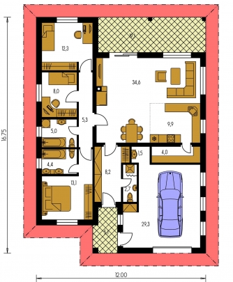 Grundriss des Erdgeschosses - BUNGALOW 114